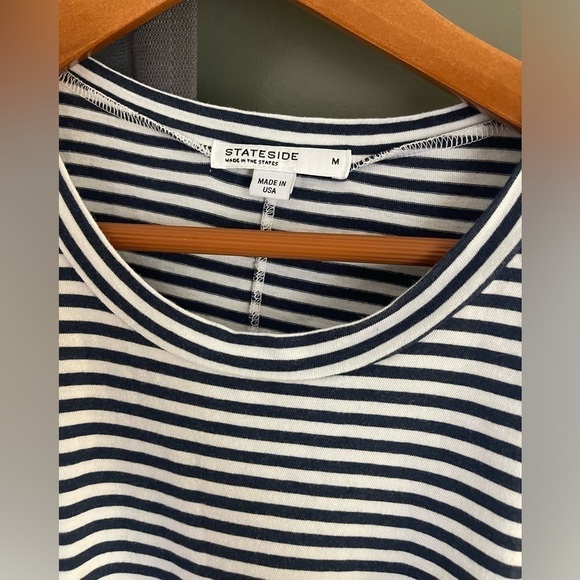 Anthropologie Stateside Organic Cotton Striped Mini Dress in Navy Women's M - Picture 5 of 8